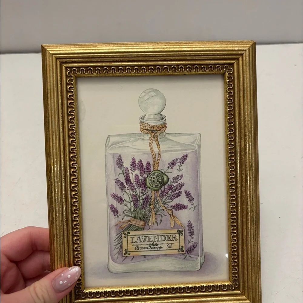 4 PC SET of FRAMED ART PRINTS - Bottles with Aroma/ bath oils